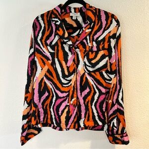 Diane Von Furstenberg Multicolor Print Blouse Size Small